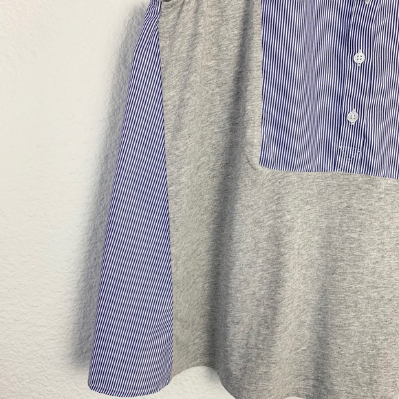 J. Crew Blue & Gray Sleeveless Tuxedo Mixed Media Top Sz S - Picture 4 of 11